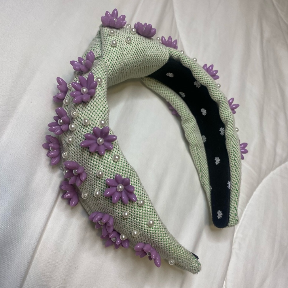 Lele Sadoughi Green and Purple Floral Headband